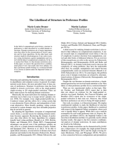 The Likelihood of Structure in Preference Profiles Marie-Louise Bruner Martin Lackner