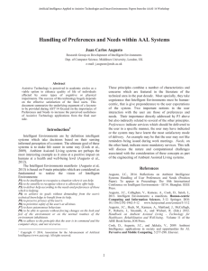 Handling of Preferences and Needs within AAL Systems Juan Carlos Augusto