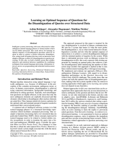 Learning an Optimal Sequence of Questions for Achim Rettinger , Alexander Hagemann