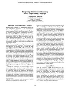 Integrating Reinforcement Learning into a Programming Language Christopher L. Simpkins