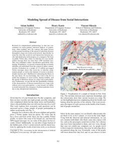 Modeling Spread of Disease from Social Interactions Adam Sadilek Henry Kautz Vincent Silenzio