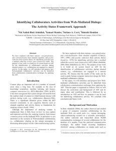 Identifying Collaborators Activities from Web- The Activity States Framework  pproach