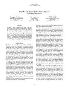 Bounded Situation Calculus Action Theories (Extended Abstract) Giuseppe De Giacomo Yves Lesp´erance