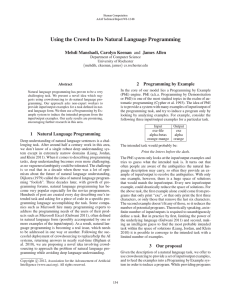 Using the Crowd to Do Natural Language Programming 2 Programming by Example