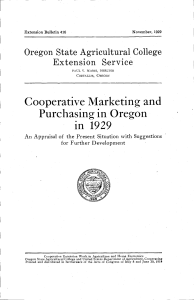 Cooperative Marketing and Purchasing in Oregon in 1929 Extension Service