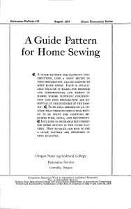 A Guide Pattern for Home Sewing Home Economies Series Extension Bulletin 473