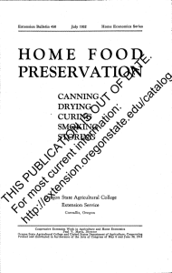 HOME FOOD PRESERVATION DATE. OF