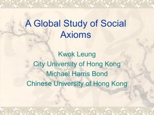 A Global Study of Social Axioms Kwok Leung City University of Hong Kong