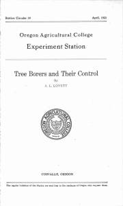 Experiment Station Tree Borers and Their Contro1 Oregon Agricultural College Station Circular 39