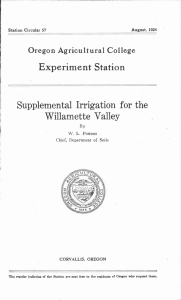 Experiment Station Supplemental Irrigation for the Willamette Valley Oregon Agricultural College