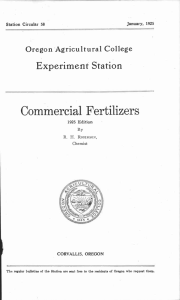 Commercial Fertilizers Experiment Station Oregon Agricultural College Station Circular 58