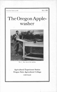 The Oregon Apple- washer Agricultural Experiment Station Oregon State Agricultural College