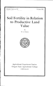 to Productive Land Soil Fertility in Relation Value Agricultural Experiment Station