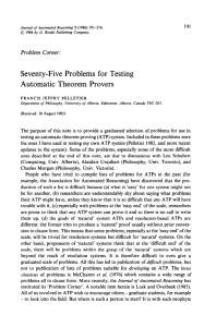 Seventy-Five Problems for  Testing Automatic  Theorem  Provers 191