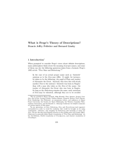 What is Frege’s Theory of Descriptions? 1 Introduction