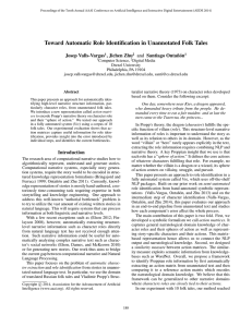 Toward Automatic Role Identification in Unannotated Folk Tales Josep Valls-Vargas