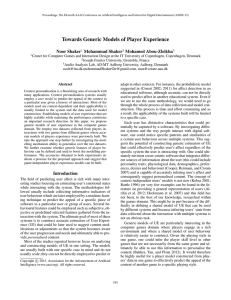 Towards Generic Models of Player Experience Noor Shaker Mohammad Shaker Mohamed Abou-Zleikha