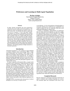 Preferences and Learning in Multi-Agent Negotiation Reyhan Aydo˘gan