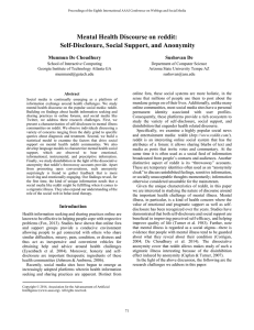 Mental Health Discourse on reddit: Self-Disclosure, Social Support, and Anonymity