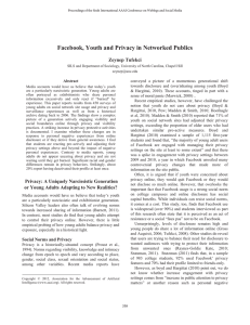 Facebook, Youth and Privacy in Networked Publics Zeynep Tufekci