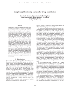 Using Group Membership Markers for Group Identification Ming-Hsiang Tsou, Brian Spitzberg