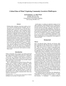 Critical Mass of What? Exploring Community Growth in WikiProjects