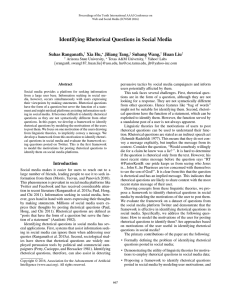 Identifying Rhetorical Questions in Social Media Suhas Ranganath, Xia Hu, Jiliang Tang,