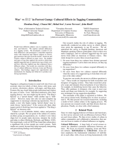 励志 War vs in Forrest Gump: Cultural Effects in Tagging Communities