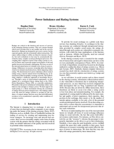 Power Imbalance and Rating Systems Bogdan State Bruno Abrahao Karen S. Cook