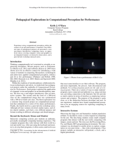 Pedagogical Explorations in Computational Perception for Performance Keith J. O’Hara Bard College