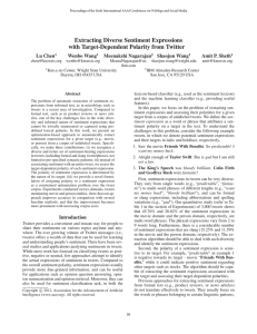 Extracting Diverse Sentiment Expressions with Target-Dependent Polarity from Twitter Lu Chen Wenbo Wang