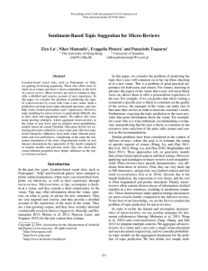 Sentiment-Based Topic Suggestion for Micro-Reviews Ziyu Lu , Nikos Mamoulis , Evaggelia Pitoura