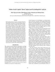 Online Social Capital: Mood, Topical and Psycholinguistic Analysis