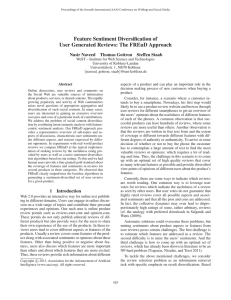 Feature Sentiment Diversiﬁcation of User Generated Reviews: The FREuD Approach Nasir Naveed