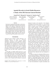 Agenda Diversity in Social Media Discourse: Souneil Park