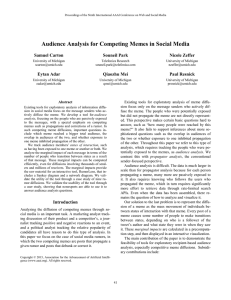 Audience Analysis for Competing Memes in Social Media Samuel Carton Souneil Park