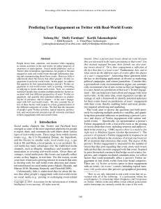 Predicting User Engagement on Twitter with Real-World Events Yuheng Hu Shelly Farnham