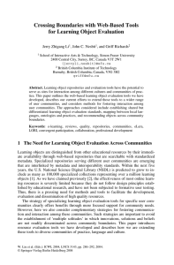 Crossing Boundaries with Web-Based Tools for Learning Object Evaluation Jerry Zhigang Li