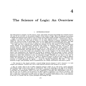 4 The Science of Logic: An Overview