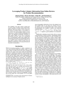 Leveraging Product Adopter Information from Online Reviews for Product Recommendation Jinpeng Wang