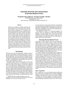 Automatic Detection and Categorization of Election-Related Tweets Prashanth Vijayaraghavan, Soroush Vosoughi,