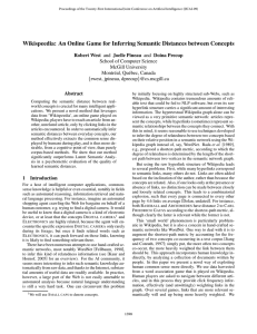 Wikispeedia: An Online Game for Inferring Semantic Distances between Concepts