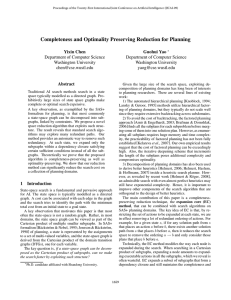 Completeness and Optimality Preserving Reduction for Planning