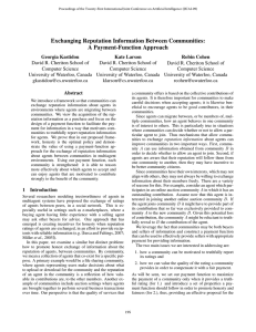 Exchanging Reputation Information Between Communities: A Payment-Function Approach