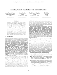 Extending Decidable Cases for Rules with Existential Variables ´ Jean-Franc¸ois Baget Michel Lecl`ere
