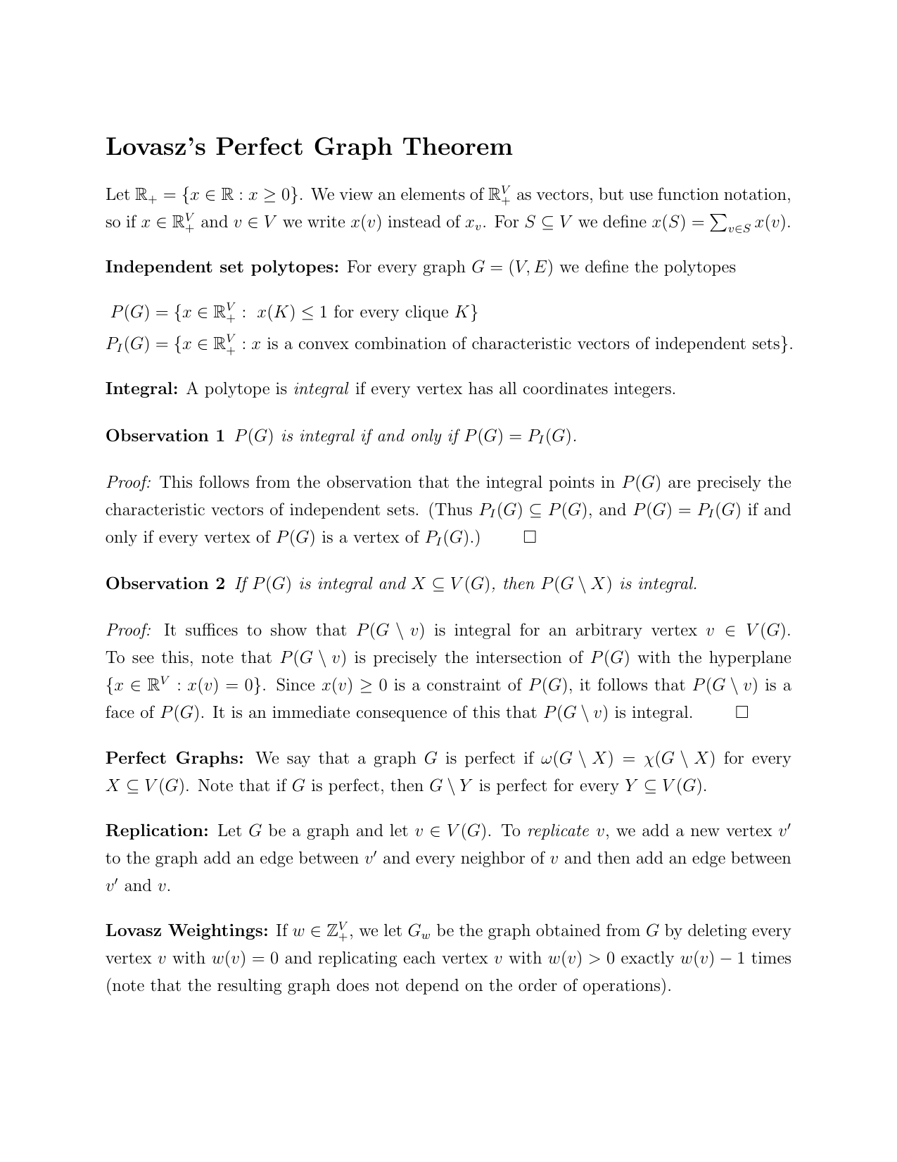 Lovasz S Perfect Graph Theorem