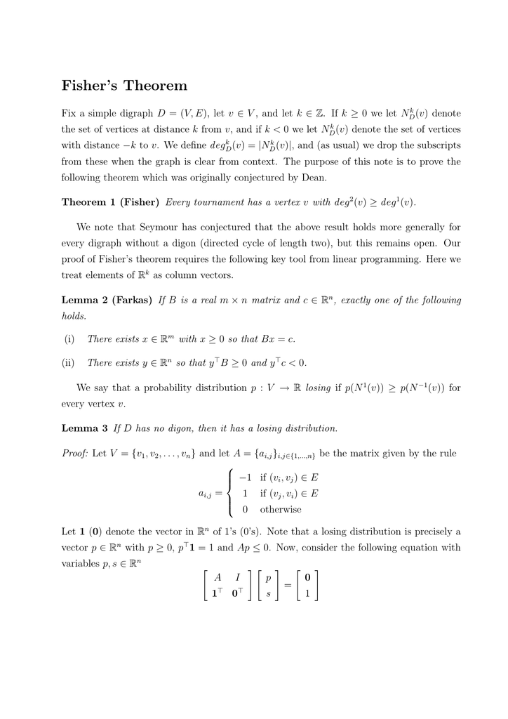 Fisher S Theorem