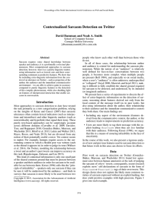 Contextualized Sarcasm Detection on Twitter David Bamman and Noah A. Smith
