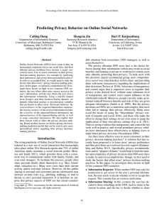 Predicting Privacy Behavior on Online Social Networks Cailing Dong Hongxia Jin