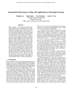 Exponential Family Sparse Coding with Applications to Self-taught Learning